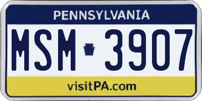 PA license plate MSM3907
