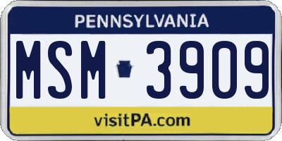 PA license plate MSM3909