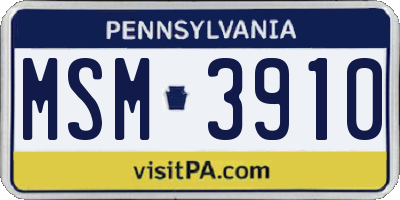 PA license plate MSM3910