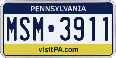 PA license plate MSM3911