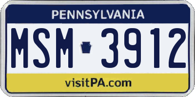 PA license plate MSM3912