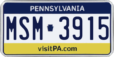 PA license plate MSM3915