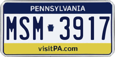 PA license plate MSM3917