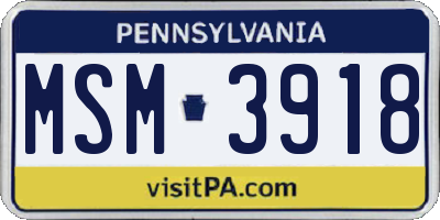 PA license plate MSM3918