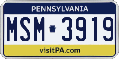 PA license plate MSM3919