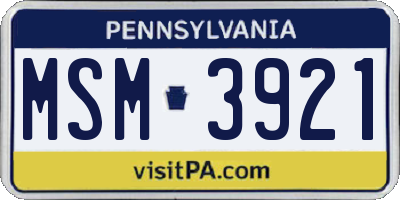 PA license plate MSM3921