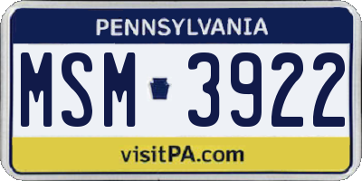 PA license plate MSM3922