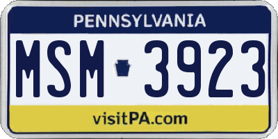 PA license plate MSM3923