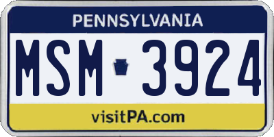 PA license plate MSM3924