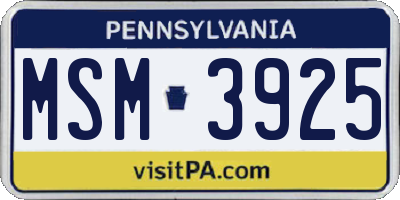 PA license plate MSM3925