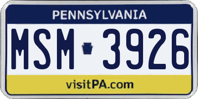 PA license plate MSM3926