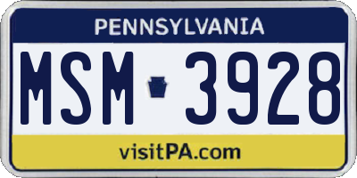 PA license plate MSM3928