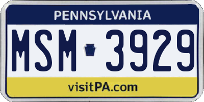 PA license plate MSM3929