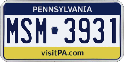 PA license plate MSM3931
