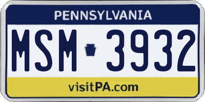 PA license plate MSM3932