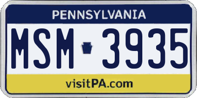 PA license plate MSM3935