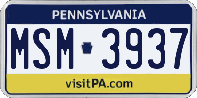 PA license plate MSM3937