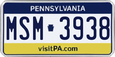 PA license plate MSM3938
