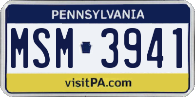 PA license plate MSM3941