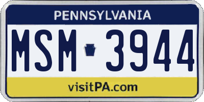 PA license plate MSM3944