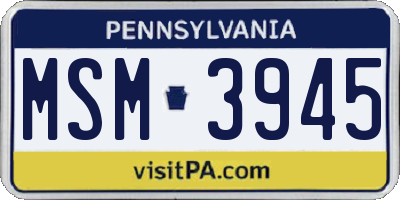 PA license plate MSM3945