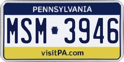 PA license plate MSM3946