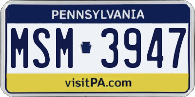 PA license plate MSM3947