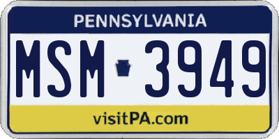 PA license plate MSM3949