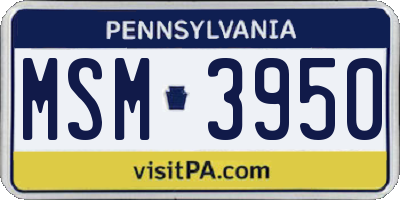 PA license plate MSM3950
