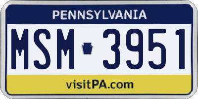 PA license plate MSM3951
