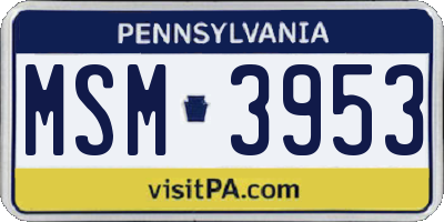 PA license plate MSM3953
