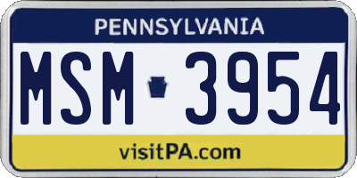 PA license plate MSM3954