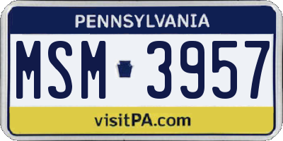 PA license plate MSM3957