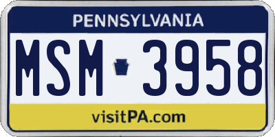 PA license plate MSM3958