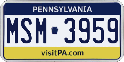 PA license plate MSM3959