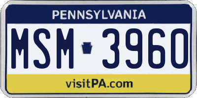PA license plate MSM3960
