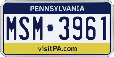 PA license plate MSM3961