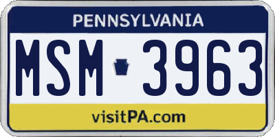 PA license plate MSM3963