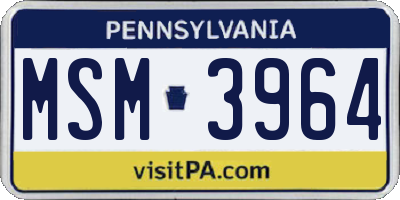 PA license plate MSM3964