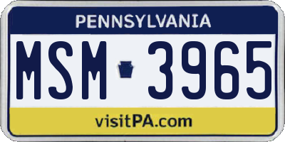PA license plate MSM3965