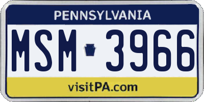PA license plate MSM3966