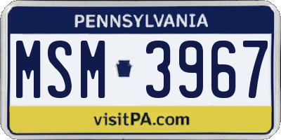 PA license plate MSM3967