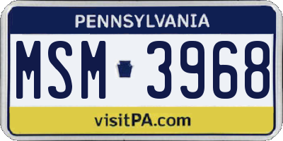 PA license plate MSM3968