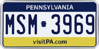 PA license plate MSM3969