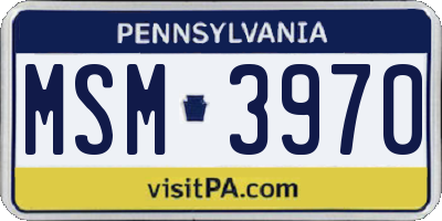 PA license plate MSM3970