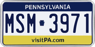 PA license plate MSM3971