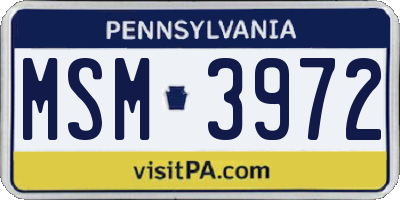 PA license plate MSM3972