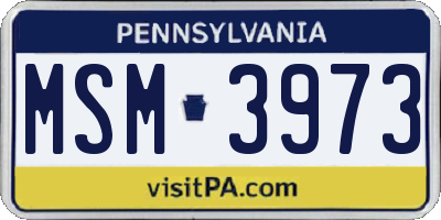 PA license plate MSM3973