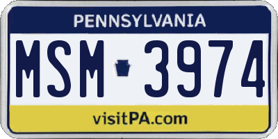 PA license plate MSM3974