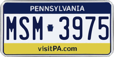 PA license plate MSM3975
